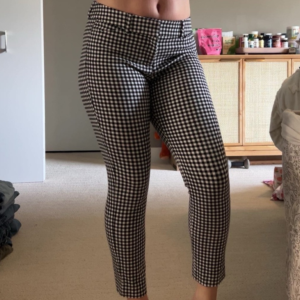 old navy black and white gingham cropped pants